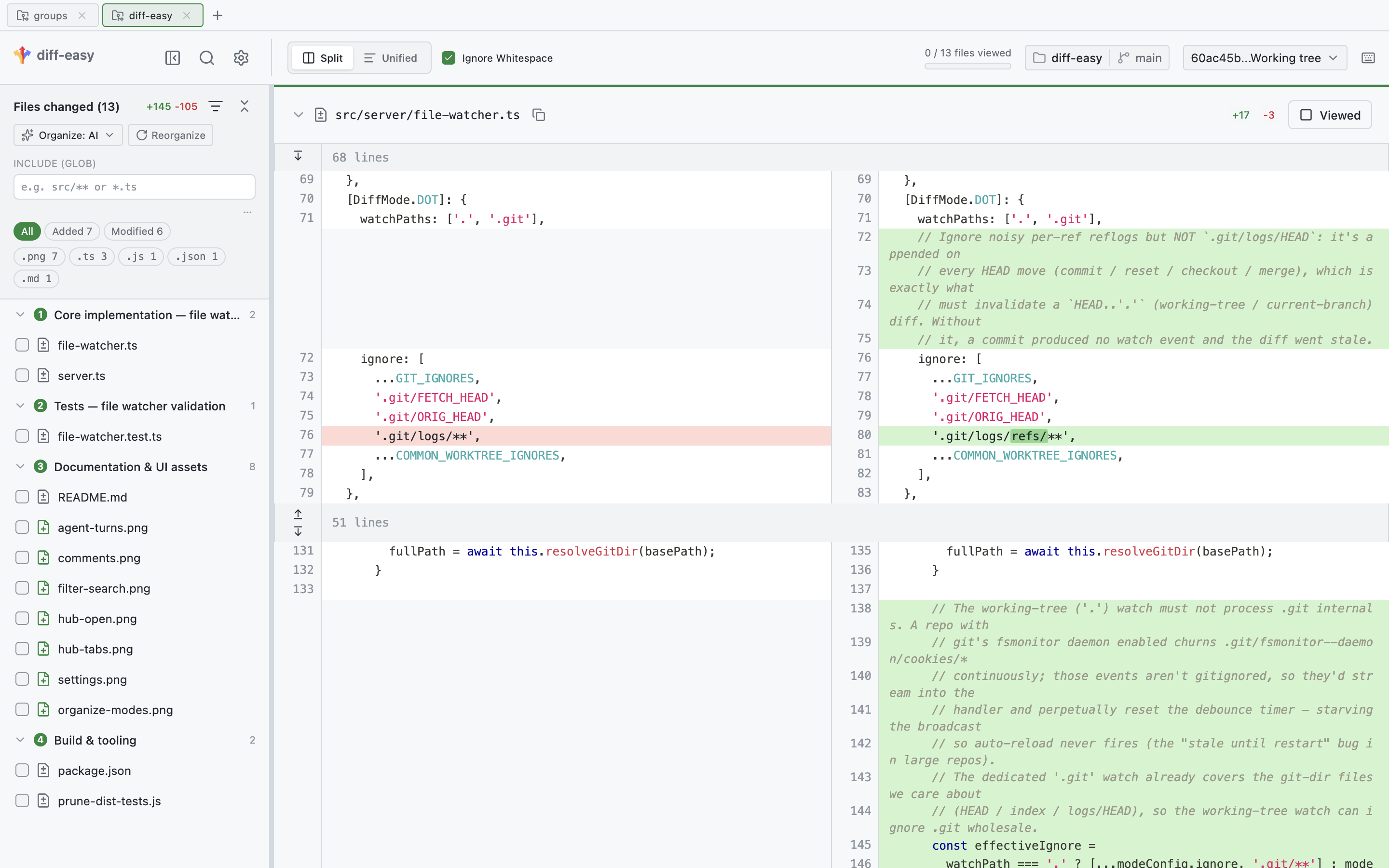 AI grouping — intent-named, review-ordered cohorts