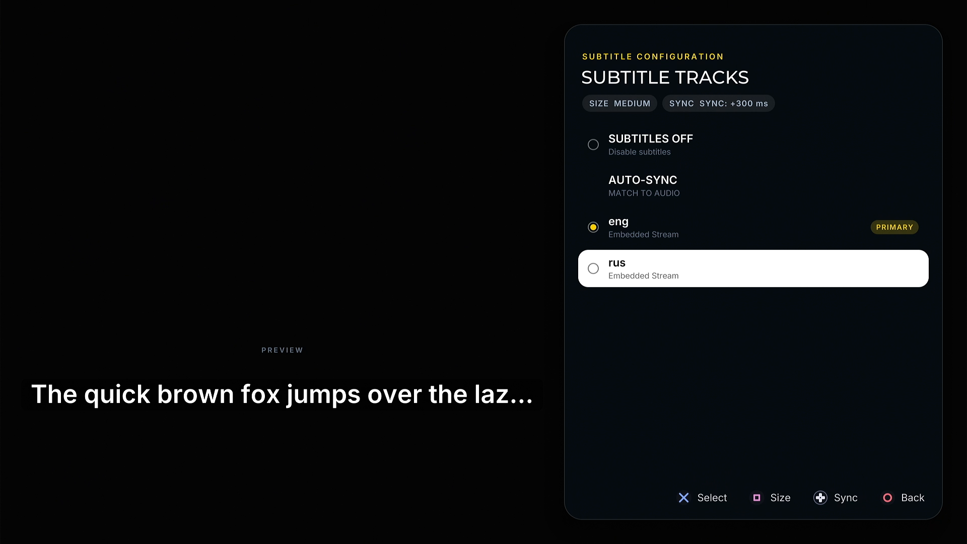 Subtitle track picker