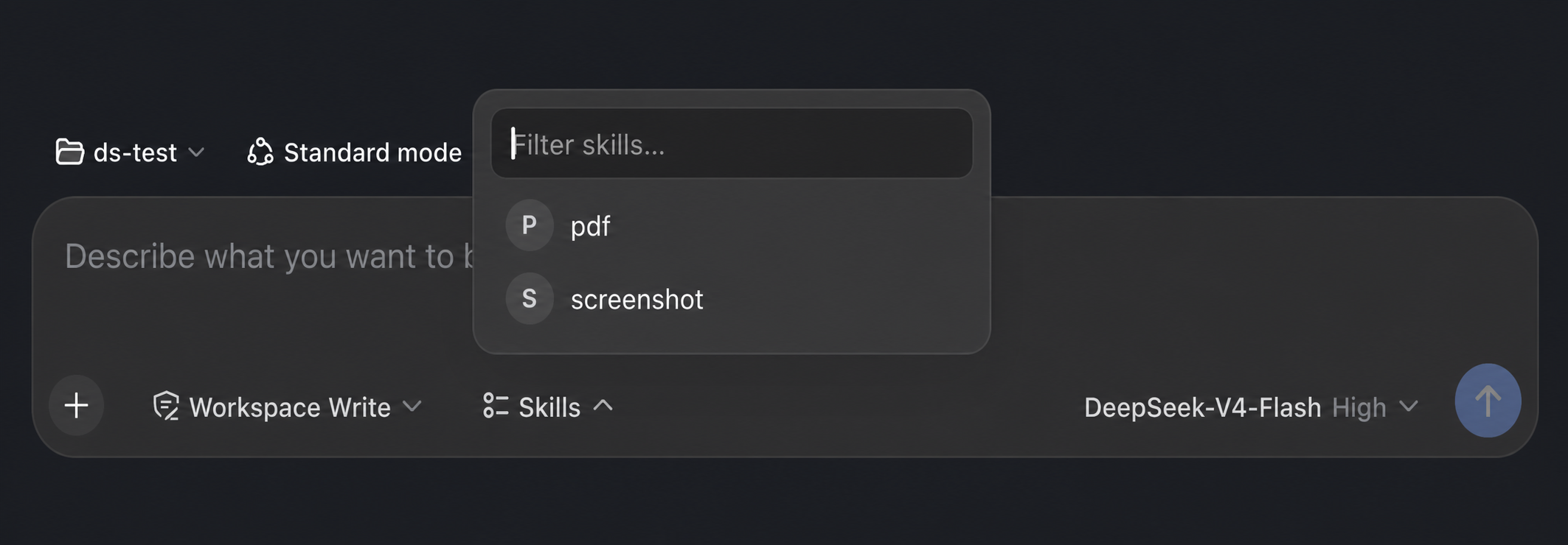 Choose a skill from the composer picker