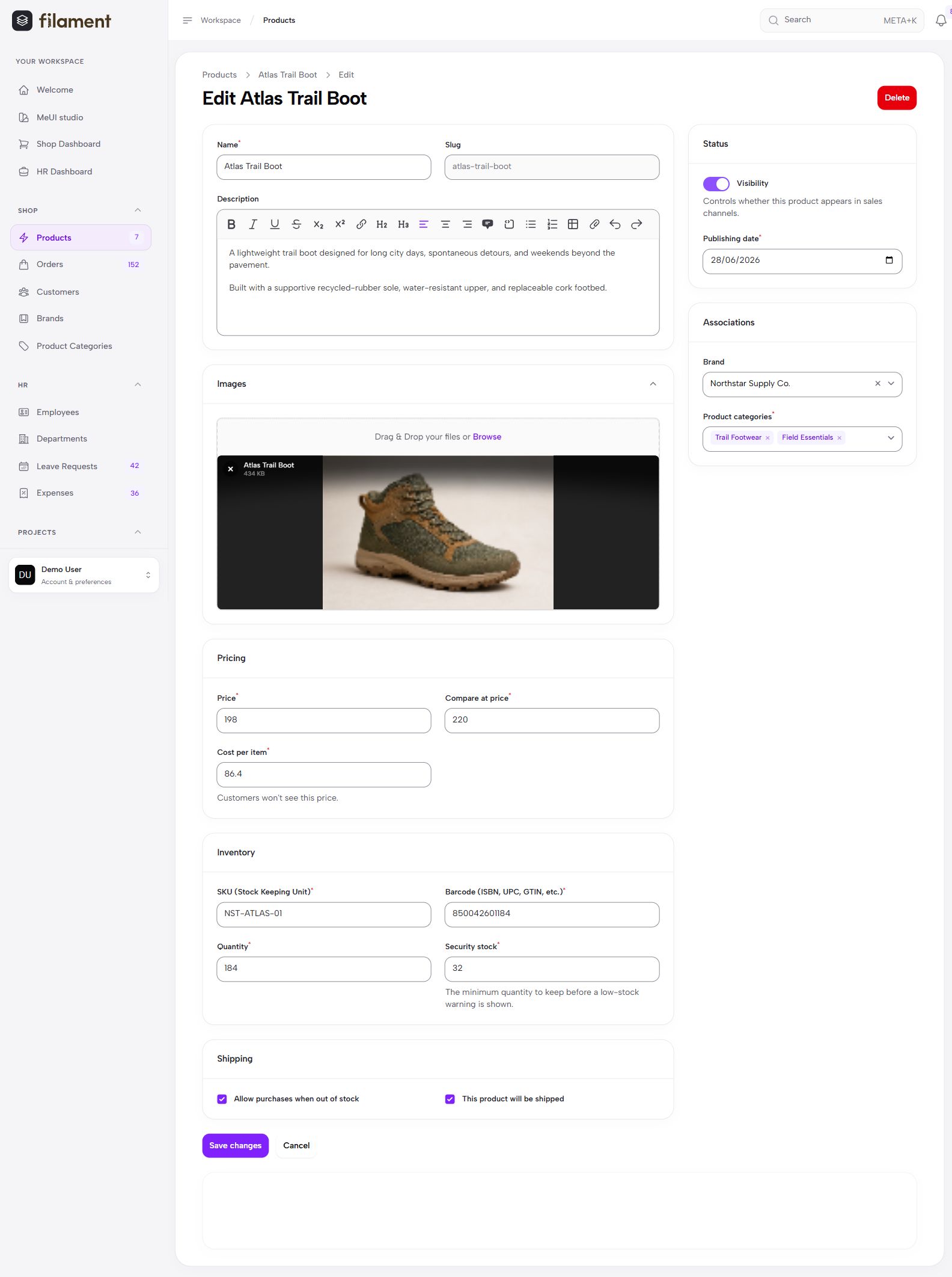 Product editing with MeUI