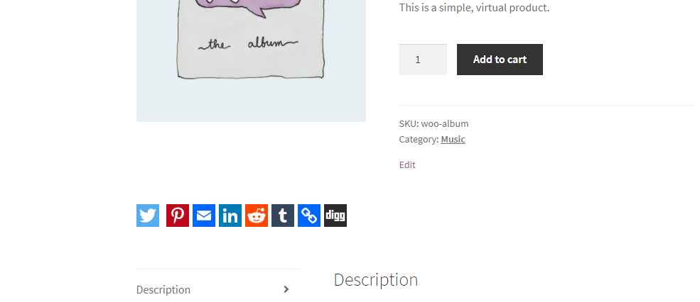 Social Sharing Buttons displayed in product page front (Icons only before tab).