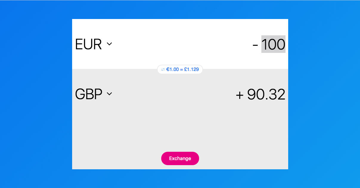 Screenshot of Revolut Exchange Widget