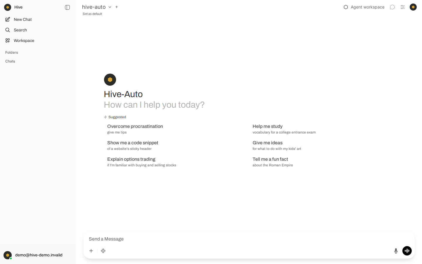 the chat sidebar with no chat rows