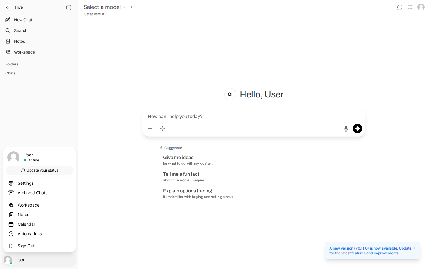 user menu built from this branch, Admin Panel absent