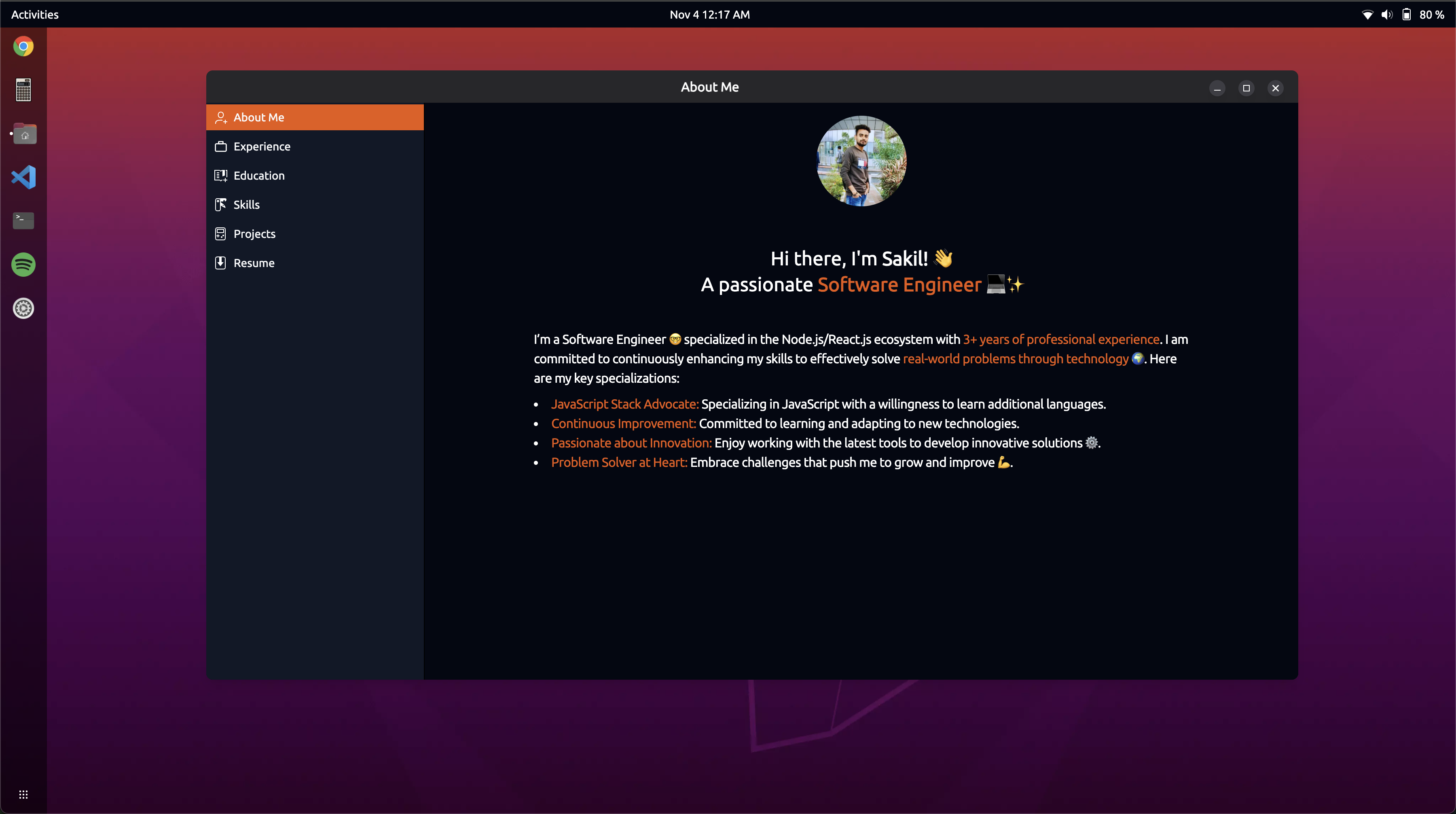 ubuntu-portfolio 网站模板截图