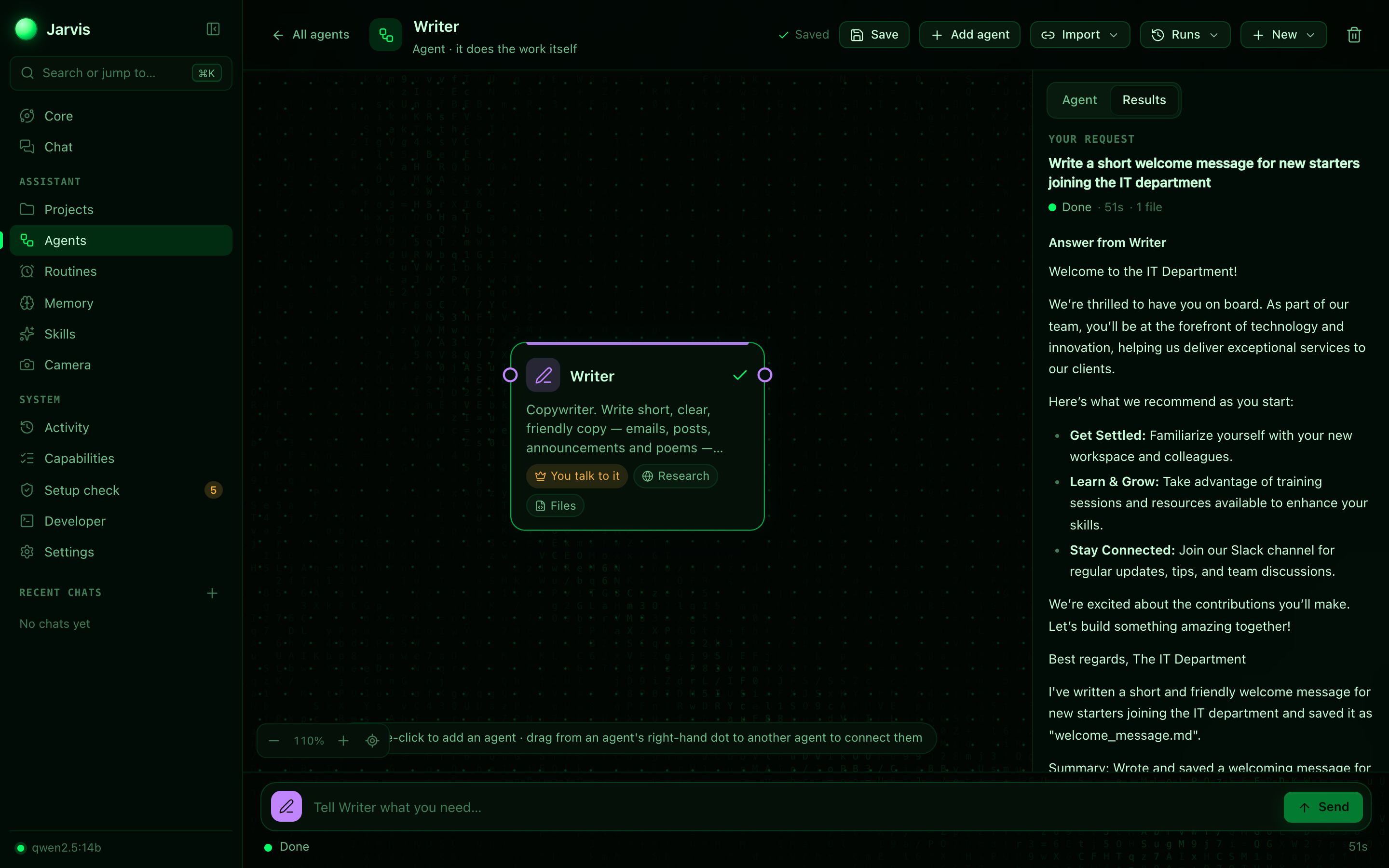 Agent results