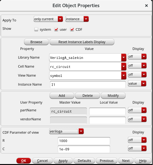 RC parameter_virtuoso