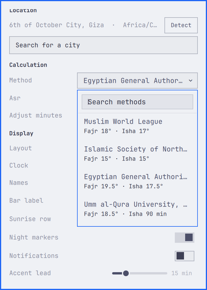 The searchable method picker