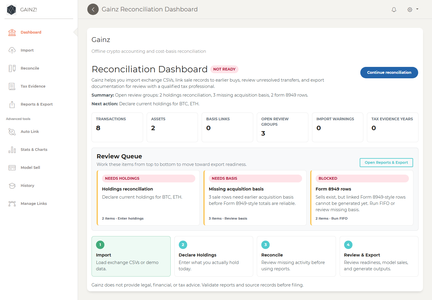 Reconciliation Dashboard