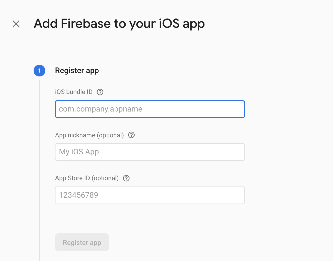 Apps регистрация. Firebase.