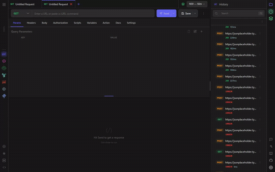 Ctrl+K — the command palette searching commands, requests, tabs and settings
