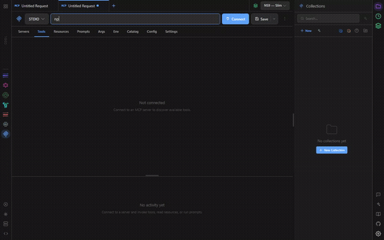 The MCP catalog, and a server added to the config