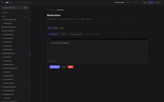 Editing the JSX for ButtonView and the preview updating live