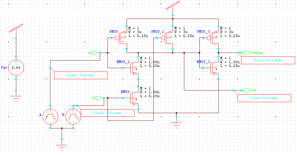 Transient response of CMOS NAND gate