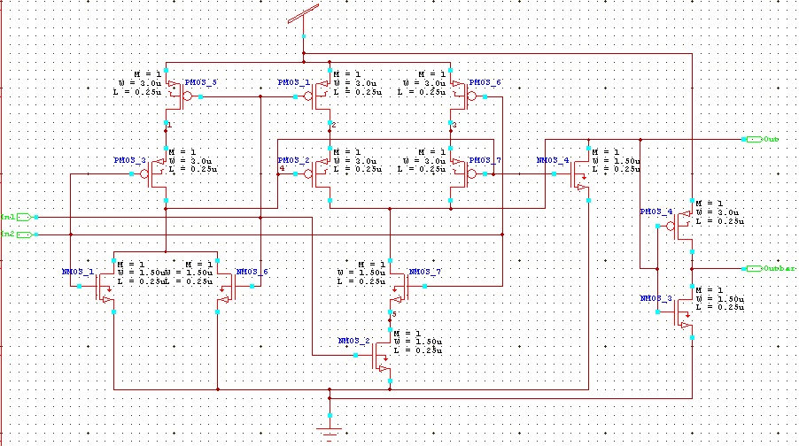 Transient response simulation of XOR XNOR circuit in S-Edit