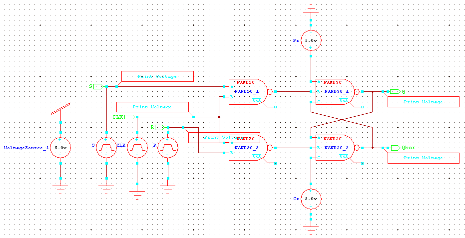 CMOS SR flip-flop schematic using S-Edit