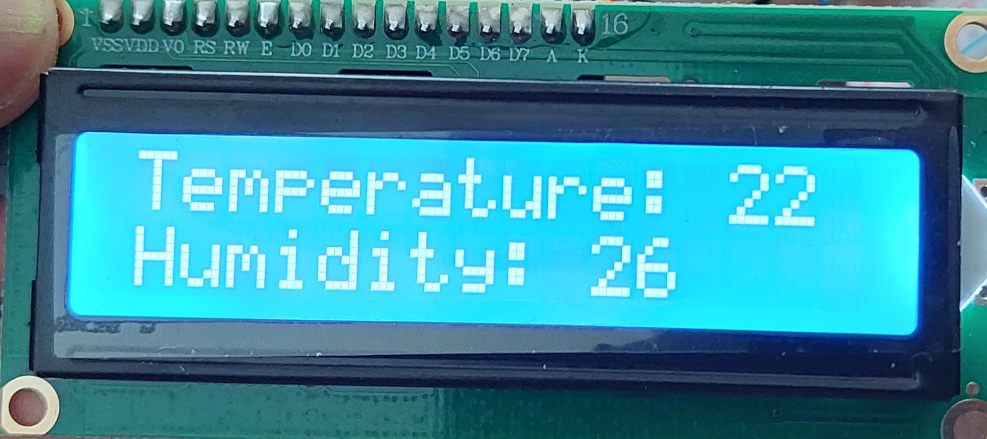 Sensor readings on an LCD
