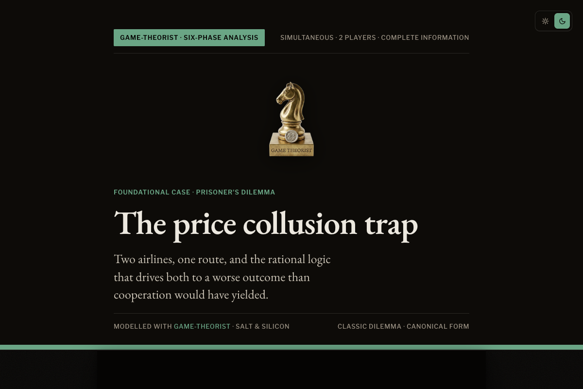 Prisoner's Dilemma artefact, green theme