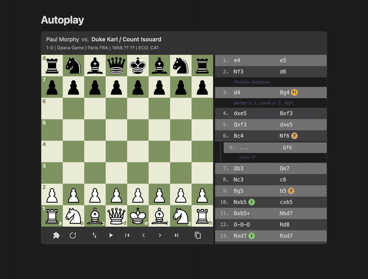 The Opera Game playing itself from the start