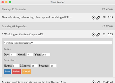 Time Keeper Edit Entry widget