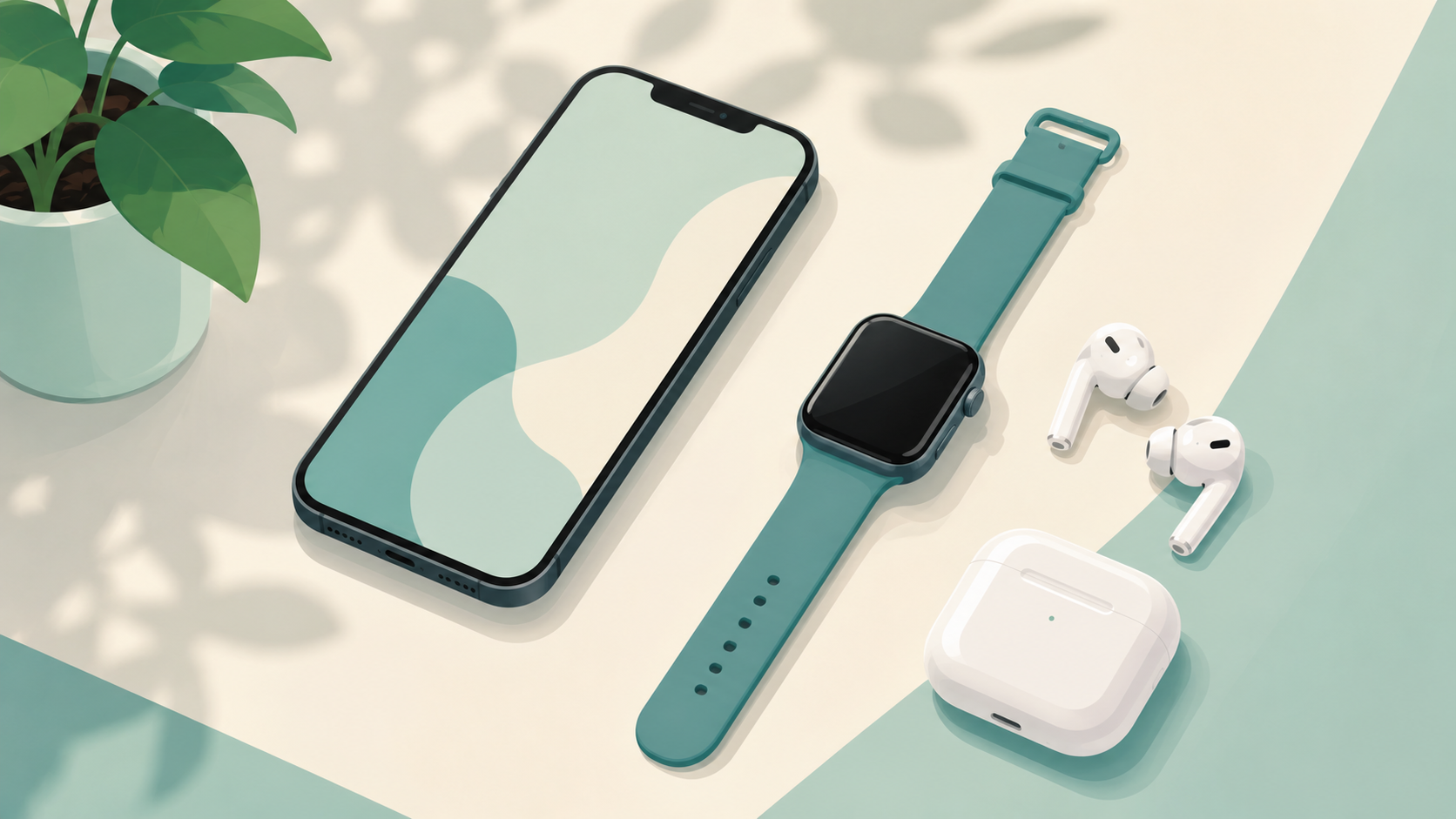 Basic technology and gadgets in daily life illustration