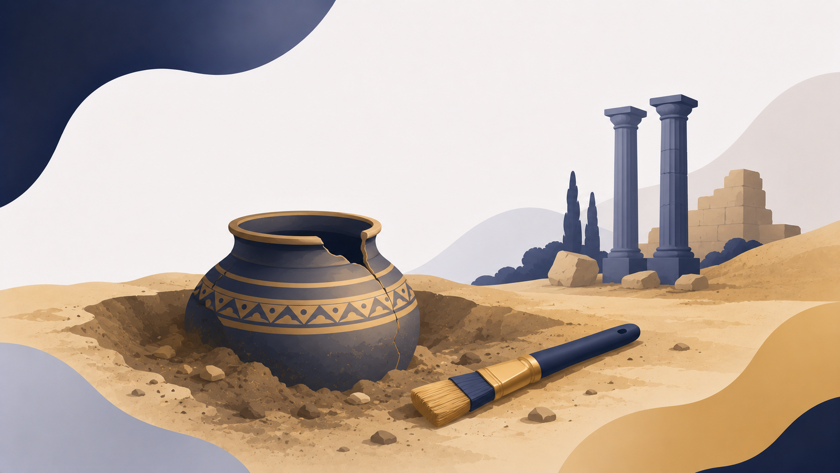 Archaeology and ancient civilizations illustration