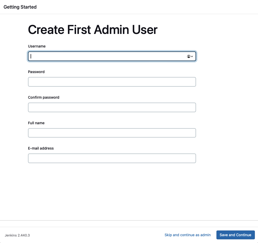 Create First Admin User