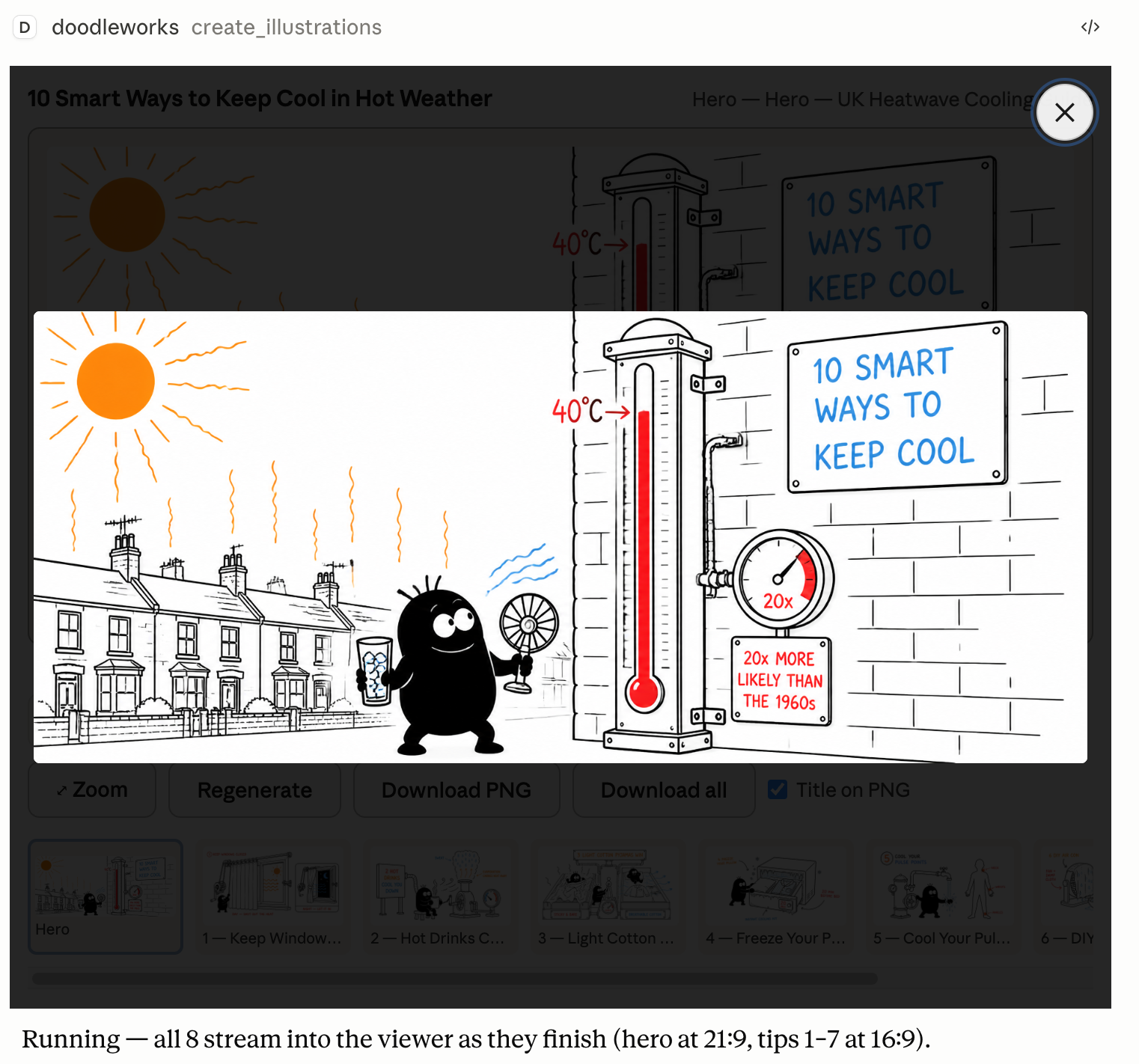 Zooming into a single illustration in the viewer.