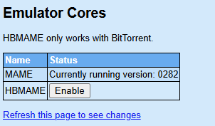 MAME-AO About page Emulator Cores