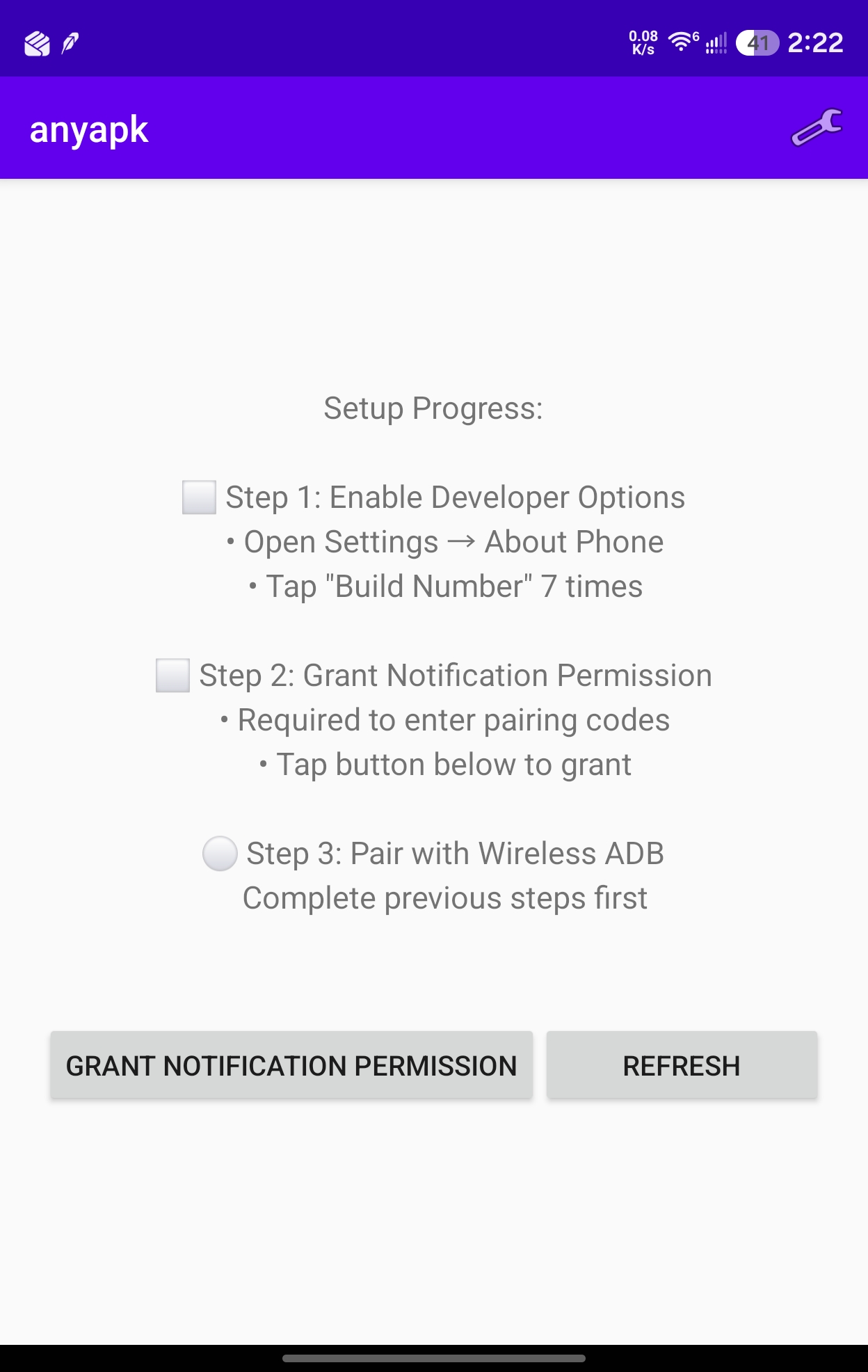 anyapk setup checklist