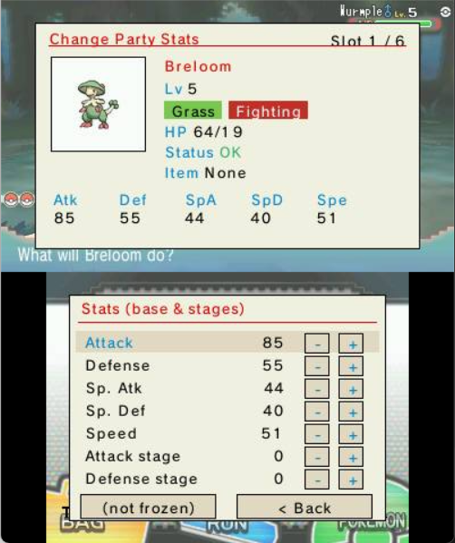 Change Party Stats — editing your team mid-battle