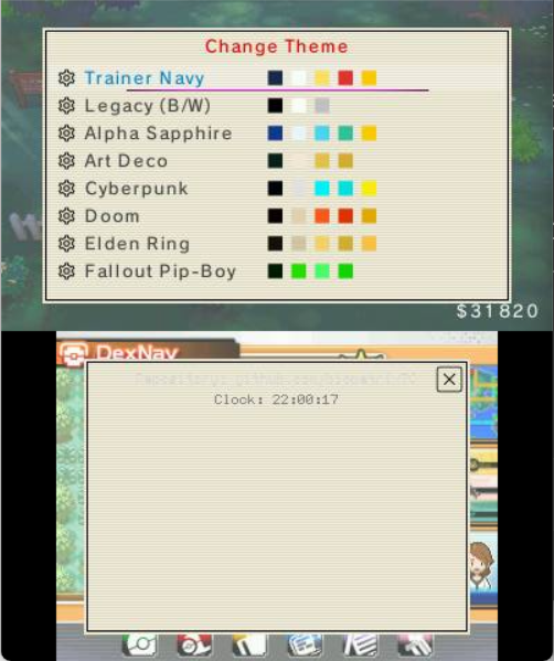 The theme picker with color swatches