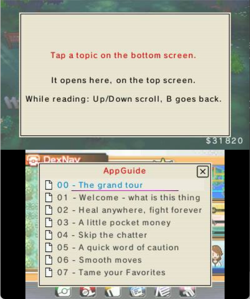 The built-in App Guide reader