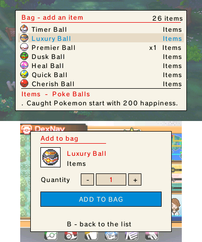 Add Item — quantity and Add to Bag