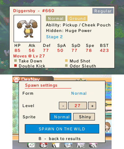 Wild Pokémon Spawner — detail sheet and spawn settings