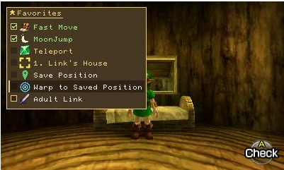 Quick Menu with favourited cheats and shortcuts
