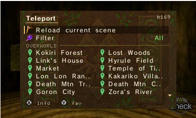 Teleport folder, a filterable grid of warp destinations