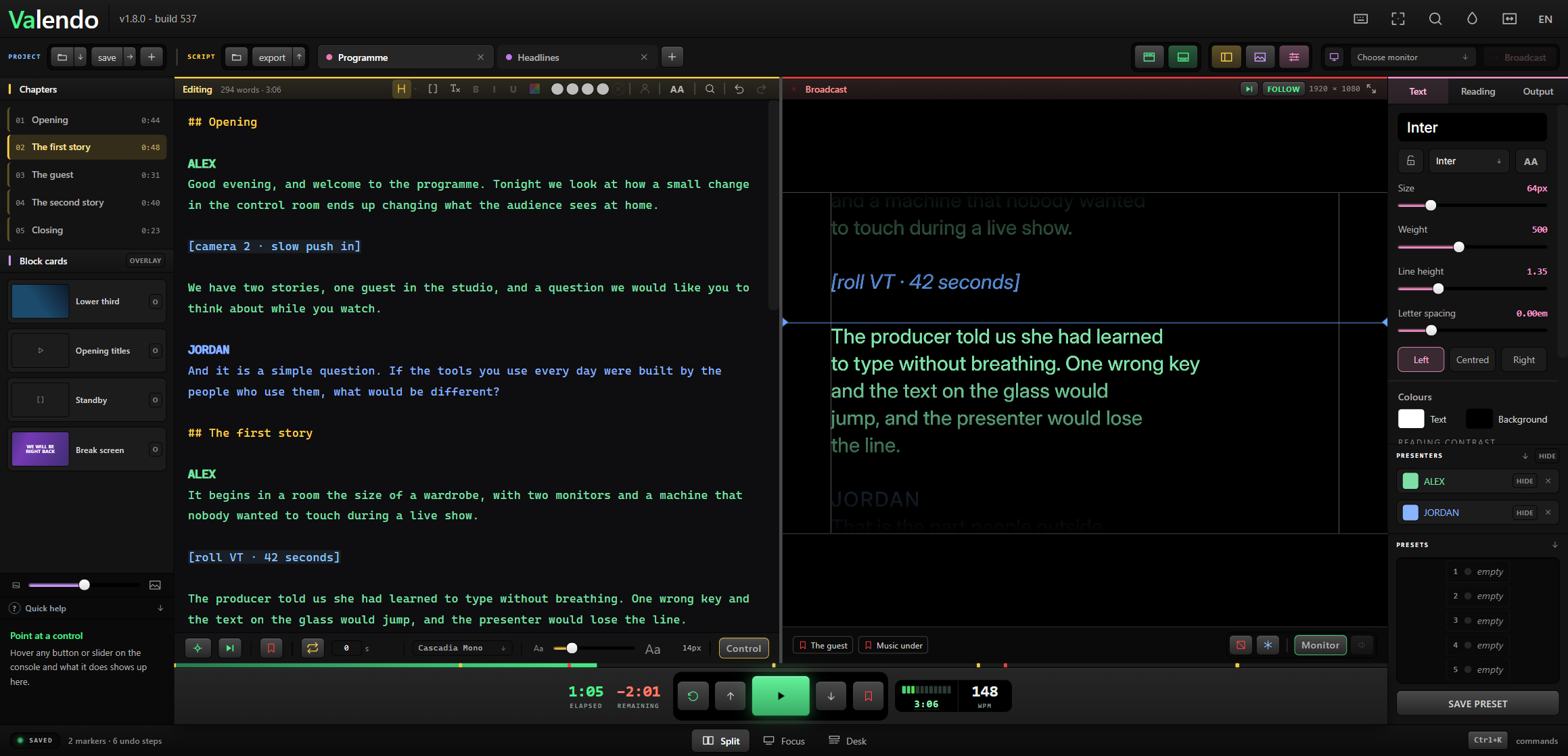 The operator window