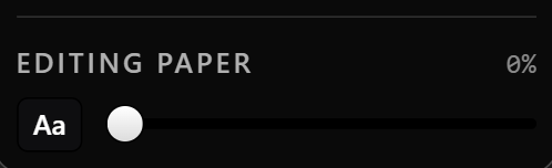 The editing paper slider with its live swatch