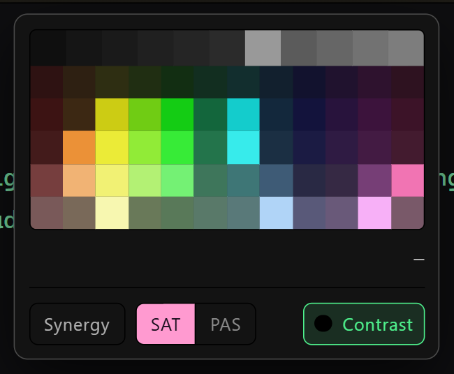 The colour grid, with the saturated and pastel switch