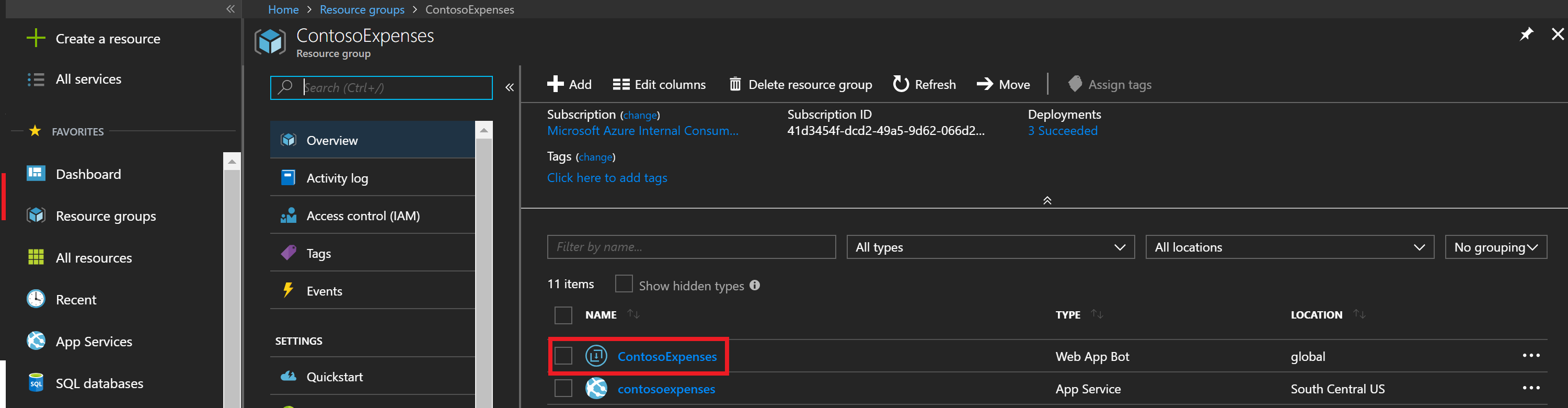 Azure Portal Bot Web App