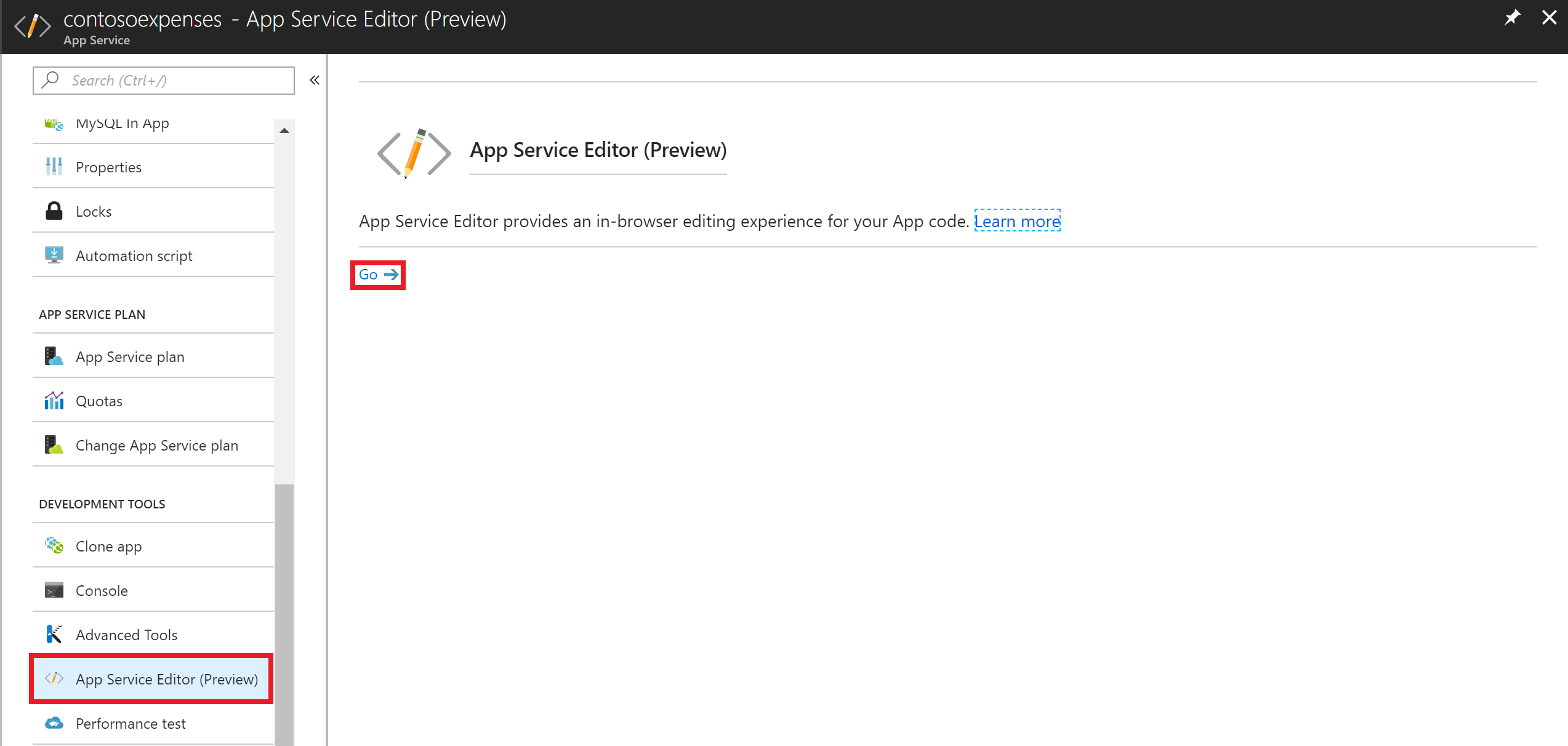 App Service Editor