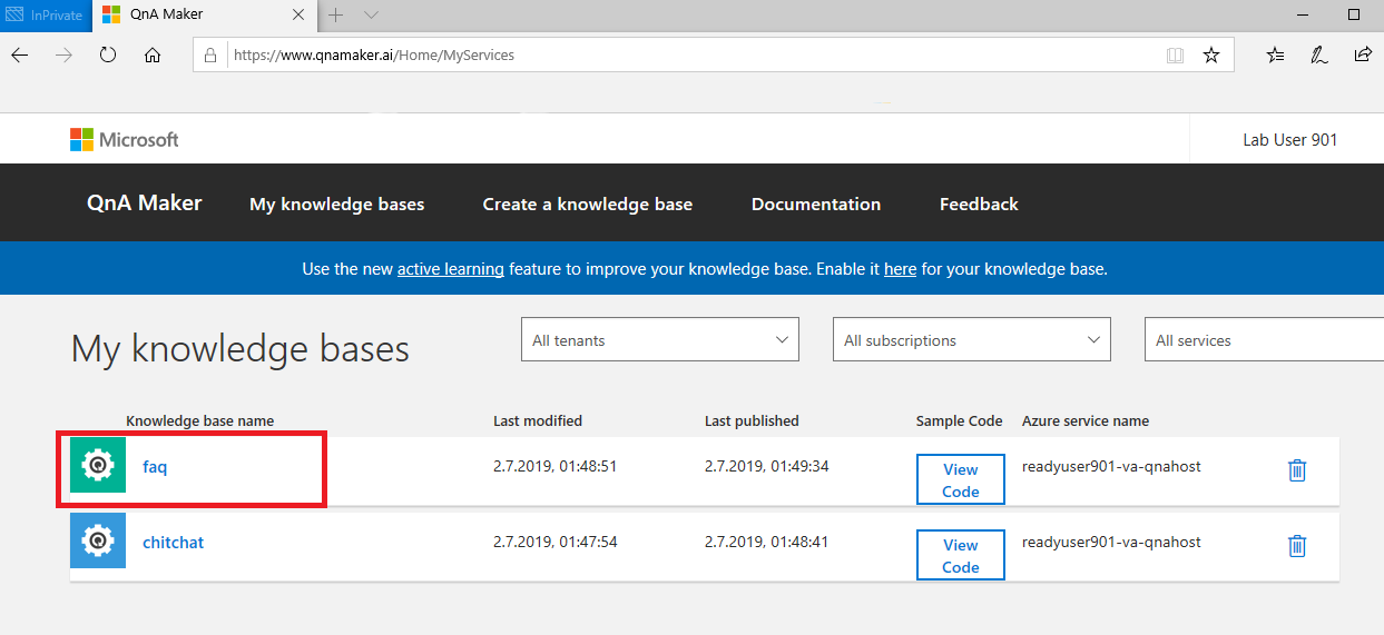 QnA Maker knowledge bases