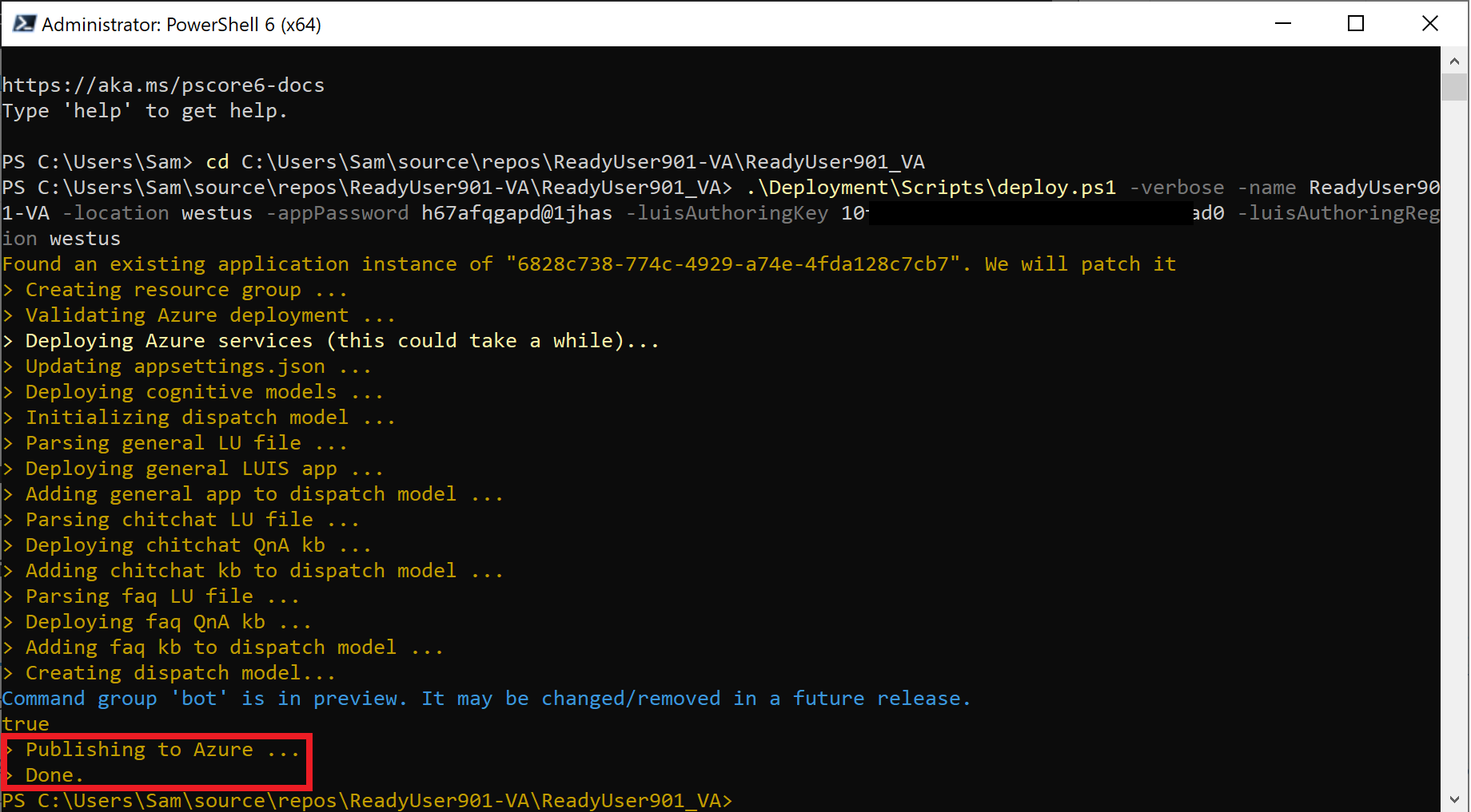 Virtual Assistant - PowerShell deployment done