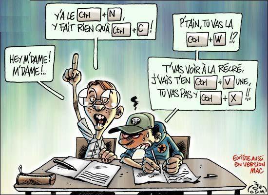 Dessin humoristique sur la triche en informatique