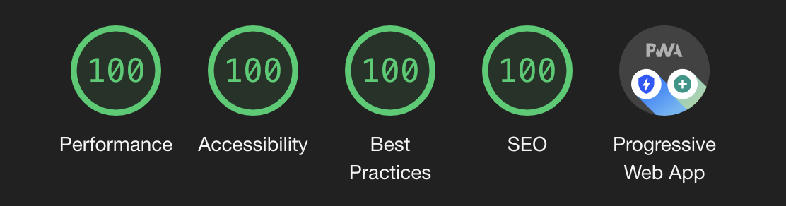 perfect lighthouse audit score and PWA