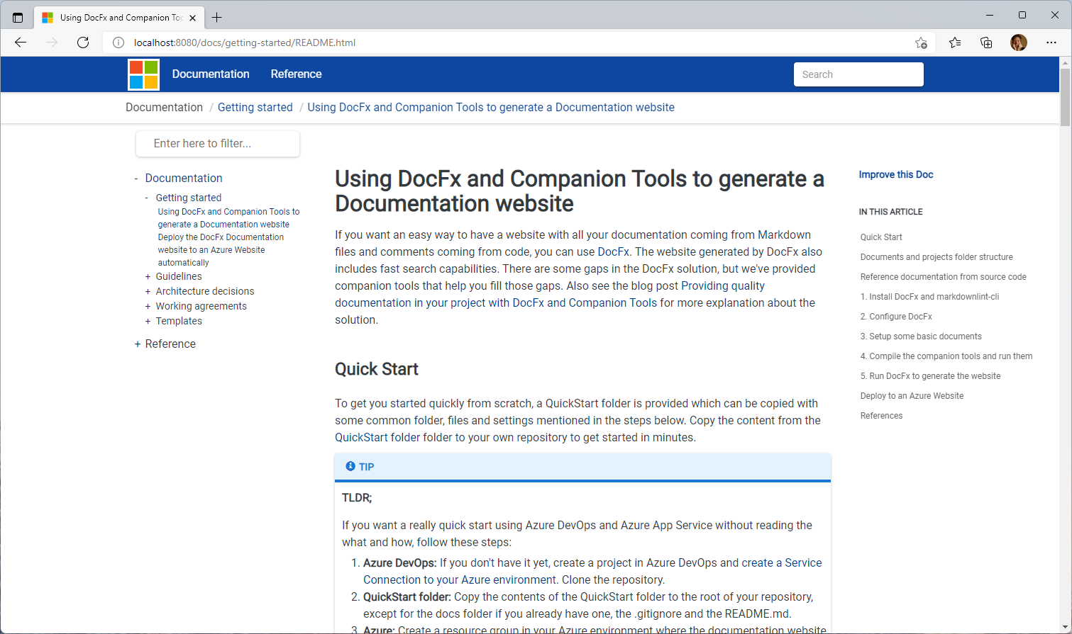 Sample DocFx Website