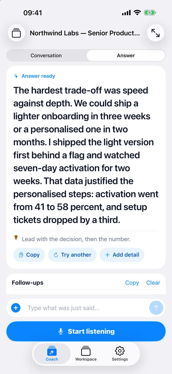 MagicInterview live answer on a phone