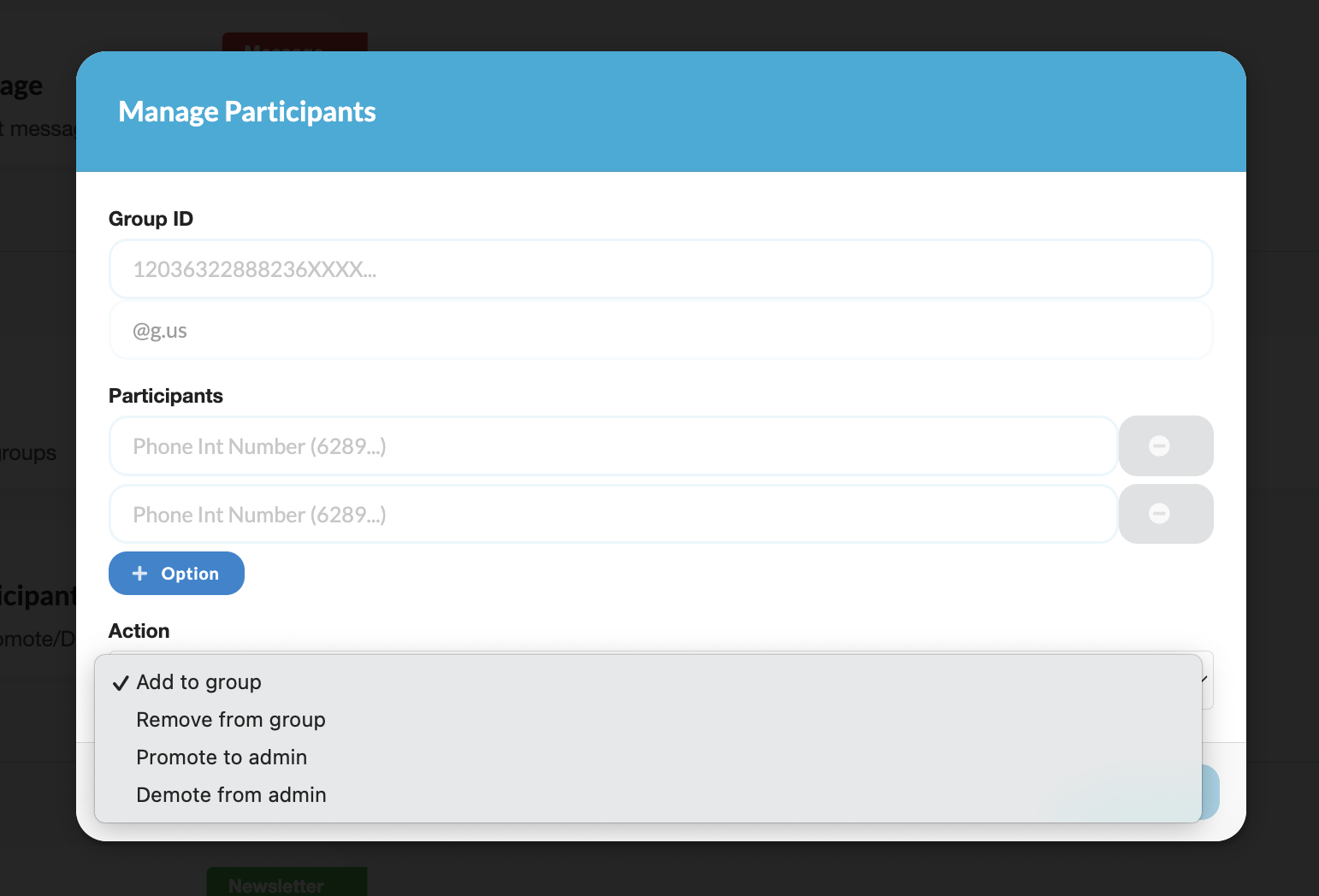 Manage Participant