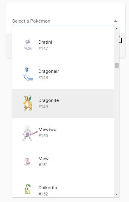Screenshot of pokemon-selector